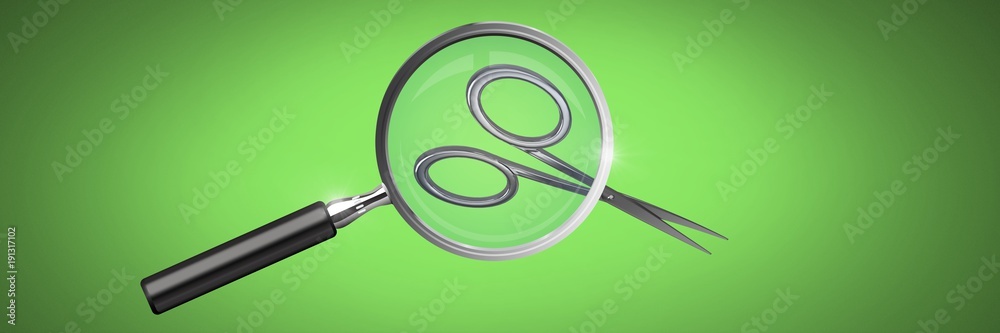 Sticker Scissors under magnifying glass