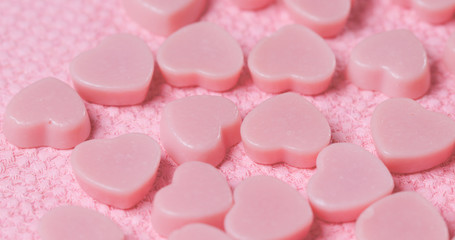 Pink heart shape chocolate candy