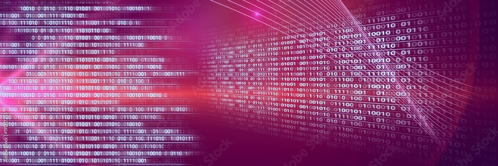 Poster code binary interface and purple background