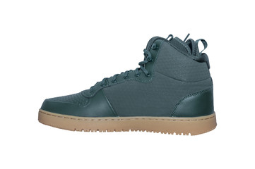 Green fashion snickers modern fitnes rubber isolated on white background