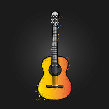 Acoustic guitar. Vector illustration.