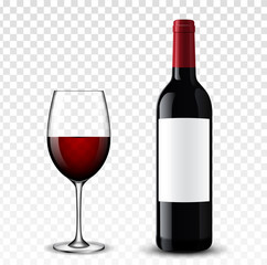 Fototapeta Wine bottle vector illustration. obraz
