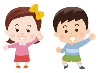 笑顔の男の子と女の子