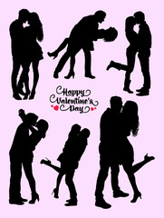 Silhouette of kissing couple. Good use for symbol, logo, web icon, mascot, sign, or any design you want.