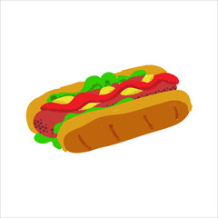 Memorial day picnic food illustration hot dog