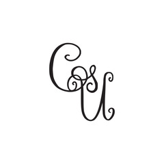 Handwritten monogram GU icon