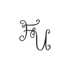 Handwritten monogram FU icon