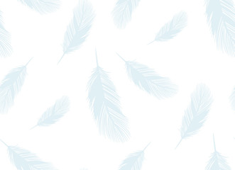 Seamless pattern from outline vector of feathers of fluffy birds