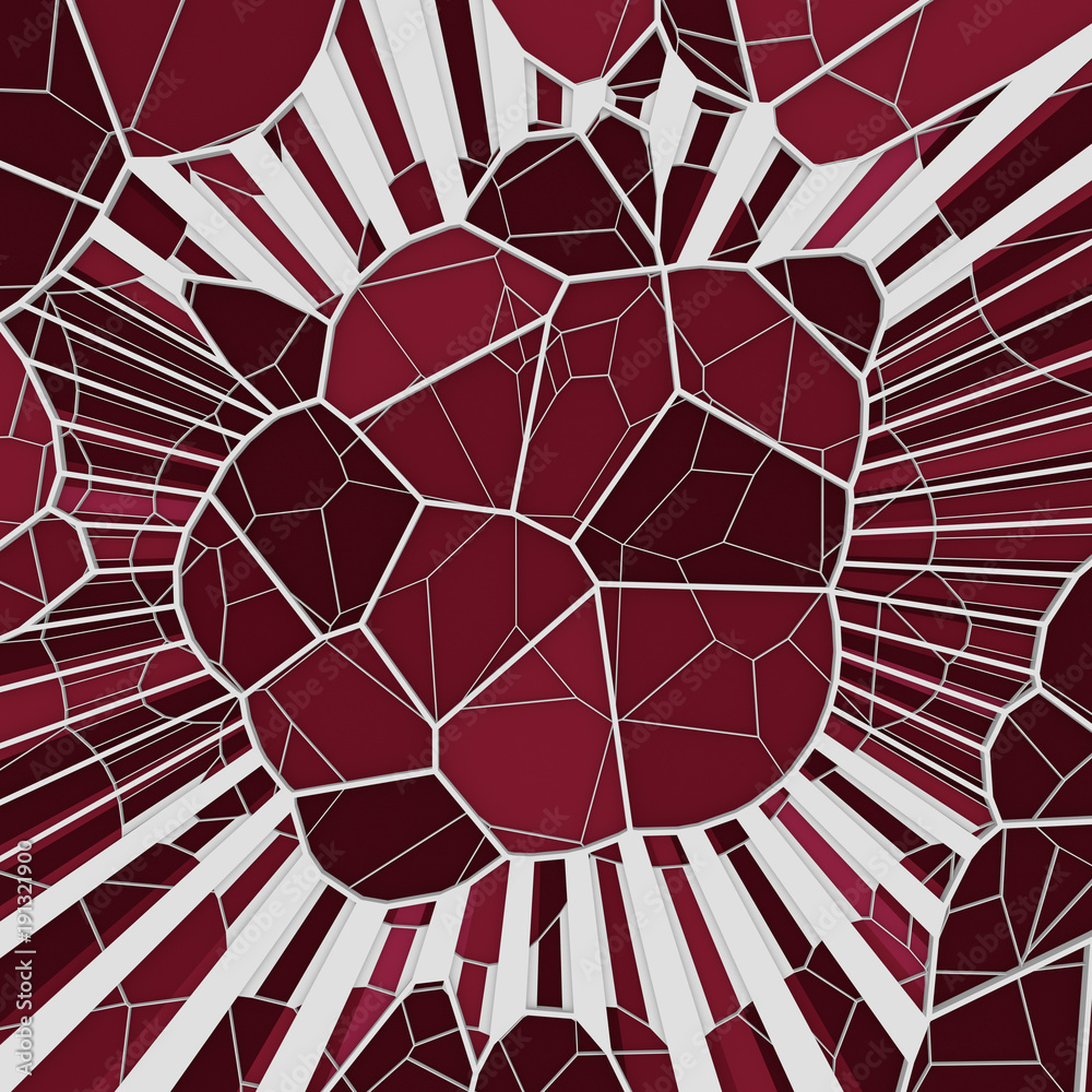 Aufkleber Abstract geometrical concept voronoi low poly tesselated pattern. 3d rendering