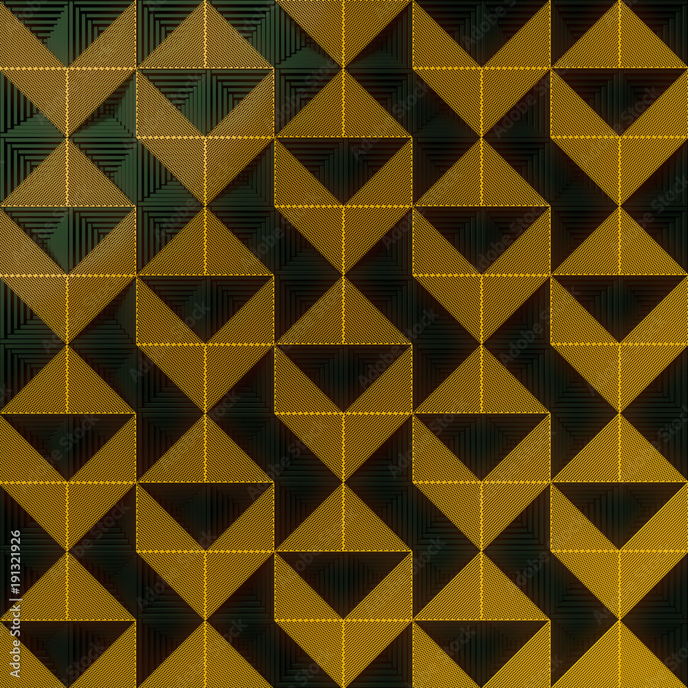 Aufkleber Dark surface with a pattern of orange panels. 3d rendering