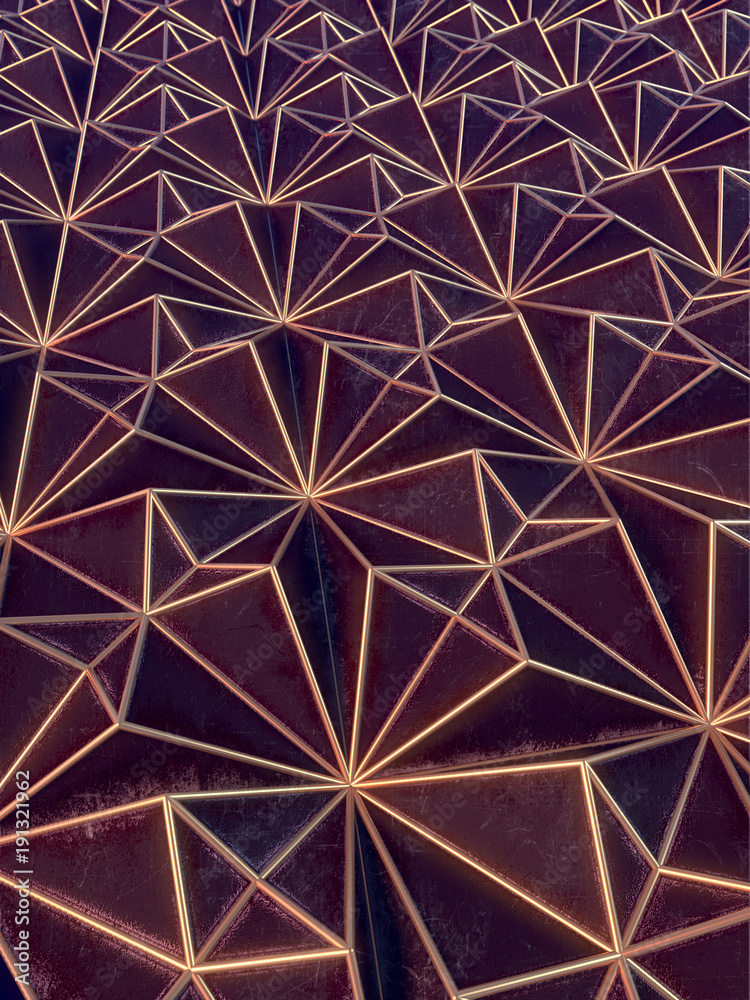 Aufkleber Gold abstract pattern on dark gray background. 3d rendering