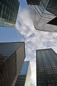 between skyscrapers of new york