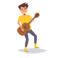 Man playing guitar. Vector.