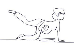 One continuing line. Yoga for pregnant