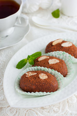 potato cake with Mint on plate, selective focus