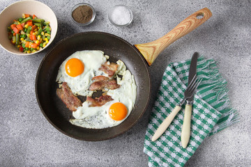 breakfast egg bacon vegetables lunch ingredients