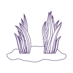 set of bushes in purple contour over white background vector illustration