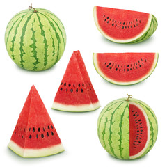 Set of watermelons on a white background. As design elements.