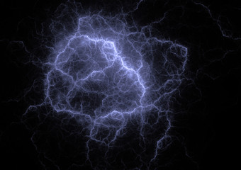 Blue plasma cloud, storm and lightning abstract
