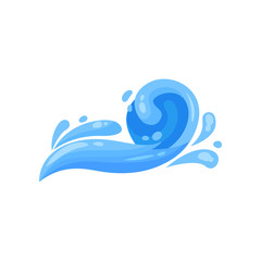 Blue ocean or sea wave, powerful water stream vector Illustration