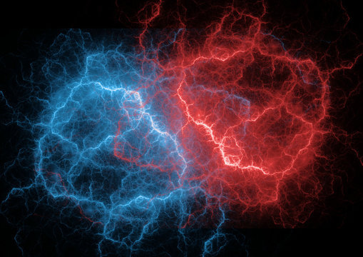 Fire and ice plasma cloud, electrical lightning storm