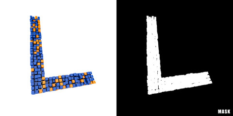 Litera L 3D sześciany kwadraty klocki piksele  © vempireart