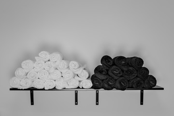 Hairdressing towels. Bathroom towels. Spa towels Black and white towels Hairdressing accessories...