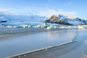 frozen landscape at vatnajokull glacier, Iceland