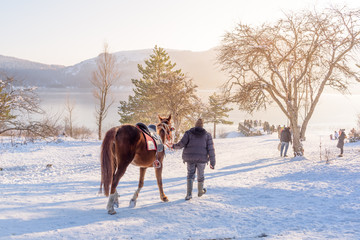Frozen Abant lake in Golcuk National Park in Bolu,Turkey