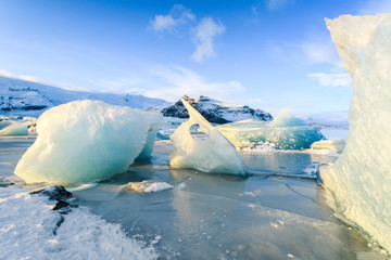 frozen landscape at vatnajokull glacier, Iceland