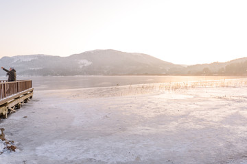 Frozen Abant lake in Golcuk National Park in Bolu,Turkey