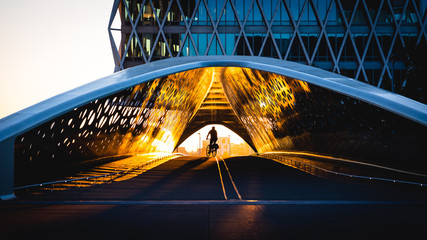 Biker riding in Sunrise
