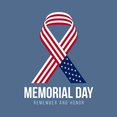Memorial day banner with United States ribbon sign vector design