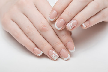 care for sensuality woman nails french beauty