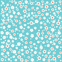 Flower Pattern, white on blue