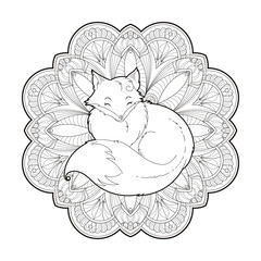 Vector image of a cute fox design isolated on a white background
