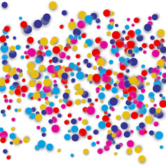 Vector confetti background with many round tiny confetti pieces concentrated in the center