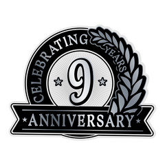 9 years anniversary logo template. Vector and illustration. 
