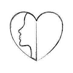 heart with woman silhouette