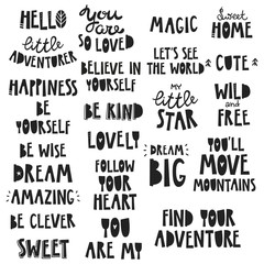 Cute kids phrases, for baby room, greeting card, print on the wall, pillow, decoration kids interior, baby wear and t-shirts  - 191335914