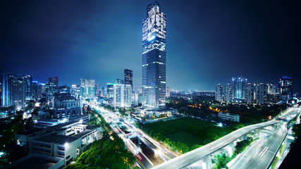 Fototapeta na wymiar Jakarta city at night scene