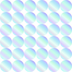 Seamless holographic abstract pattern. Geometric print composed of circles on white background. Hologram.