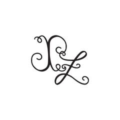 Handwritten monogram XZ icon