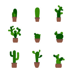 monochrome vector icons with cactus for your design