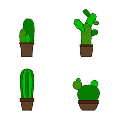 monochrome vector icons with cactus for your design