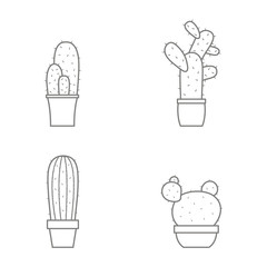 monochrome vector icons with cactus for your design