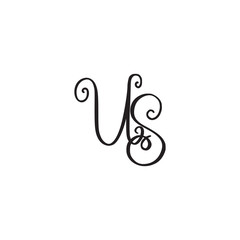 Handwritten monogram US icon
