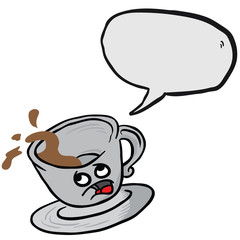 afraid coffee cup spill bubble