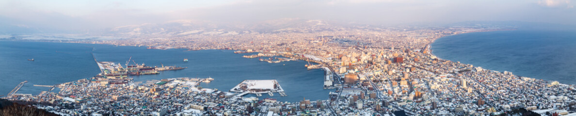 Fototapeta premium Panorama winter view Japan Hokkaido Hakodate city