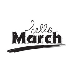 Hello March hand lettering